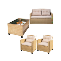 Chaises et Tables de Restaurant Modernes Populaires en Rotin Marron pour Extérieur, Prêtes à l'Expédition, Usage Commercial, Non Pliables, Villa PHU