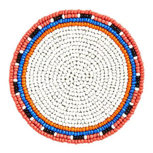 Fabriqué à la main blanc pour perlé rond hôtel table dessus dessous de verre inde à la main tasse à thé sous-verre avec perles vertes boîte emballée - Product Image 1