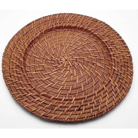 Assiettes de présentation en rotin personnalisables en gros, faites à la main, rustiques, écologiques, durables et décoratives pour la fourniture d'articles de cuisine