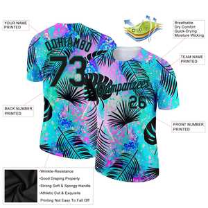 Camiseta de manga corta con estampado de árbol de playa Hawaiano Unisex personalizada de fábrica, camisa de verano de media manga con cuello redondo de algodón polivinílico de secado rápido - Product Image 2