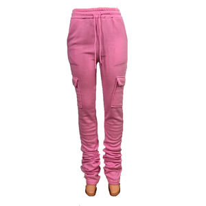 Novedades, ropa de calle para mujer, pantalones fruncidos, pantalones de chándal, joggers apilados para invierno con estilo frontal plano - Product Image 1