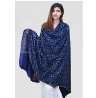 Châles en cachemire de laine tricotée pakistanaise pour femmes, couleur noire unie, velours pashmina, longs, respirants, bordure imprimée, sublimés