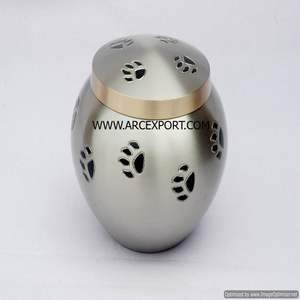 Urne de designer en métal argenté Heard Décoration de la maison Articles de table Dernières urnes de décoration uniques Urnes pour animaux de compagnie de la plus grande qualité à bas prix - Product Image 4