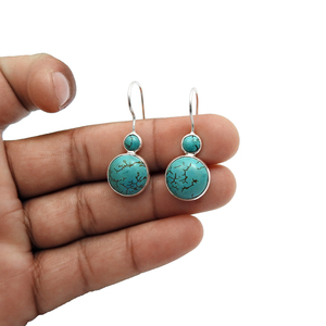 เครื่องประดับพลอยเทอร์ควอยส์925พลอยสีเงินสเตอร์ลิงดูคลาสสิกต่างหูห้อยสำหรับเครื่องประดับผู้หญิงเด็กผู้หญิง - Product Image 3