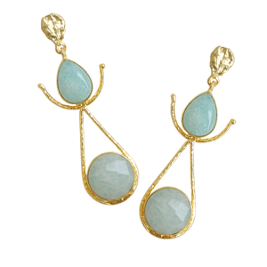 Boucles d'oreilles pendantes en laiton tendance, fabrication artisanale, texture en laiton semi-précieux mat, motif unique de créateur, haute qualité - Product Image 6