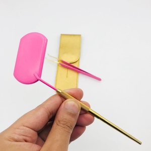 แหนบต่อขนตาปลอมพร้อมปลายแหลมแหนบปลายแหลมทำจากเหล็กสีชมพูโทนสีทองทนทานจับได้90องศา - Product Image 3