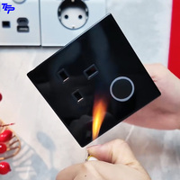 TEP L89 Cadre en verre cristal noir Jazz Double pôle 3 groupes Indicateur LED 1 voie Contrôleur à bouton-poussoir élégant