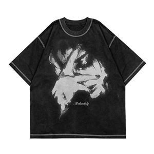 T-shirts graphiques Y2KTee, t-shirts vintage surdimensionnés, streetwear décontracté, t-shirts à manches longues à double couche délavés à l'acide pour hommes - Product Image 4