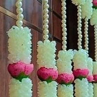 Mogra bunga mawar romantis buatan untaian bunga mutiara dekorasi pernikahan India pesta acara Festival ide Dekor rumah