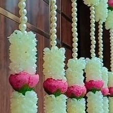 พวงมาลัยมุกดอกไม้ประดิษฐ์โมกราดอกกุหลาบดอกไม้ประดิษฐ์แบบโรแมนติกสายดอกไม้อินเดียตกแต่งงานแต่งงานงานปาร์ตี้งานเทศกาลไอเดียตกแต่งบ้าน - Product Image 2