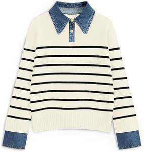 Sudadera informal de alta calidad, suéter, nueva venta caliente, patrón de Jacquard a cuadros, tela cálida impresa con diseño de mezclilla - Product Image 2