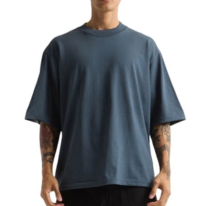 T-shirt tricoté surdimensionné vintage personnalisé pour homme – Été, coton épais 100 %, coupe ample, respirant, écologique, petit prix - Product Image 1