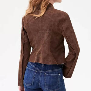 Chaqueta de Cuero de Gamuza Premium para Mujer, Invierno, Tejida, Transpirable, Ligera, Ecológica, Suave, Diseño Moderno, Lisa - Product Image 4