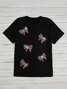 T-shirts en coton d'hiver pour femmes de haute qualité en gros, avec strass, imprimés sur mesure, col rond, fabricants OEM, écologiques, séchage rapide - Product Image 4