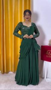 Wholesale Designer Party Wear Faux Georgette Beautiful Sequence Embroidered Work Choli and Sharara With Fancy Dupatta Set - Product Image 2