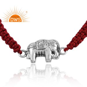Pulsera Dori de algodón con diseño de elefante de plata esterlina oxidada más vendida, joyería personalizada para mujer, regalo para ella - Product Image 2