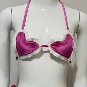 Conjunto de Bikini personalizado de alta calidad Unisex, 2 piezas, logotipo breve de baño, cinturón de patrón sólido, decoración hecha de Spandex/ropa de playa de nailon - Product Image 1