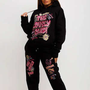 Vente chaude femmes à la mode hiver survêtement nouveau Design col à capuche respirant 100% coton tenue écologique couleur unie - Product Image 1