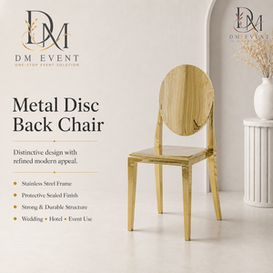 Chaise d'événement ronde en métal doré massif avec dossier en acier inoxydable pour mariages et banquets d'hôtel – Vente en gros de sièges - Product Image 1