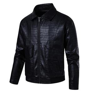 Chaquetas de Cuero PU de Moda para Hombre, Chaqueta de Cuero de Primera Calidad con Cremallera para Hombre, Personalización OEM, Venta al por Mayor, Chaqueta de Secado Rápido para Hombre - Product Image 1
