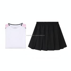 Conjunto de Uniforme de Bádminton Personalizado OEM para Mujer, Camiseta de Manga Corta con Mangas Raglán en Contraste y Falda Plisada - Product Image 6