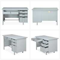 Bureau moderne blanc Table de travail en acier laminé à froid Table d'ordinateur de bureau à 3 tiroirs avec tiroirs Bureau d'ordinateur en acier