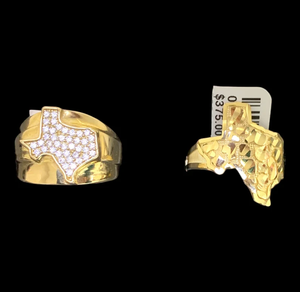 Texas Mag Ring 18k Solid Gold Men's CZ Nugget Ring Bague en or jaune pour hommes Bague lourde pour hommes Bijoux de mode - Product Image 4