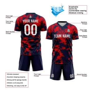 Camiseta y pantalones cortos de sublimación de uniforme de fútbol/uniformes de fútbol de diseño propio/nombre de equipo personalizado Unisex hecho a medida - Product Image 5