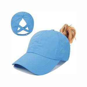 Gorras de Cola de Caballo Cruzadas al por Mayor, Gorra de Algodón Lavado para Mujer, Sombreros de Verano Elegantes para Mujer 2025 - Product Image 3