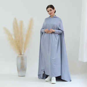 Haute qualité Thobe / Thawb 2025 nouveau musulman dubaï vêtements islamiques EID femmes 2 pièces Nida Robe Khimar Jilbabs et Robe musulmane - Product Image 4
