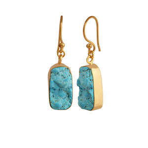Décembre Pierre de naissance Turquoise Dangle Plaqué or Collet ensemble Boucles d'oreilles faites à la main Boho Bijoux pour les femmes Fournisseur de bijoux en gros - Product Image 4