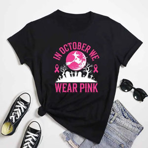 T-shirt décontracté pour femme, motif automne, pour survivante du cancer, en jersey de coton respirant, coupe ajustée, design court - Product Image 4