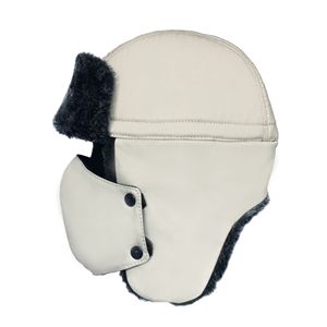 Shark Anatolia Canvas Winter Trapper for <b>Hat</b> Removable Face Mask Ear Cap 100% Cotton Breathable Wind Protection Light Beige - Product Image 3