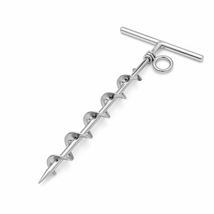 Ancla <span class=keywords><strong>de</strong></span> suelo <span class=keywords><strong>de</strong></span> acero inoxidable 316 con espiral completa y mango en T, tipo tornillo para arena, para tiendas <span class=keywords><strong>de</strong></span> campaña, kayaks, motos acuáticas y fijación en playa - Product Image 3