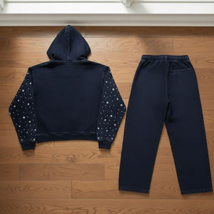 Survêtements d'hiver de haute qualité pour hommes, vêtements décontractés, survêtements en strass, 100% coton, séchage rapide, ensemble de survêtement à capuche - Product Image 2