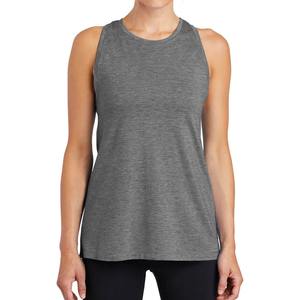 Débardeur d'entraînement en coton de haute qualité avec logo personnalisé pour femmes, longueur régulière, côtelé, tricoté serré, haut court de gymnastique, nœud décontracté - Product Image 1