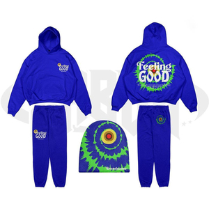 Trending Unisex Custom Embroidery printing Oversized Tracksuit & Sweatpants Set Casual 100% Cotton Long Sleeve Hoodie - Product Image 2