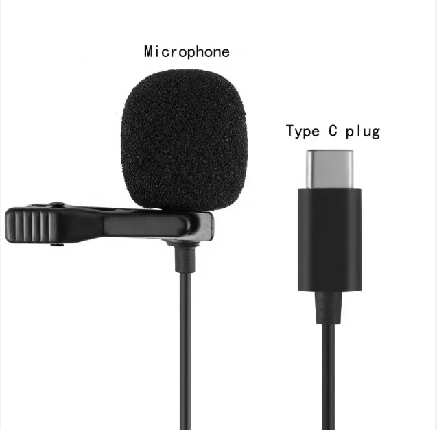 Professional Audio Video Record Portable Lapel Type C Lavalier Microphone for Smartphone Camera Live Stream Recording