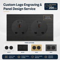 Prise murale tactile (norme britannique) 4 voies, durable, avec interfaces de charge rapide USB et Type-C