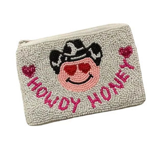 Broderie artisanale traditionnelle HOWDY HONEY Seed Beaded Design petit sac portefeuille élégant fantaisie et élégant par Hiba Enterprises - Product Image 1