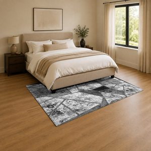 <b>RUGS</b> DEPOT LXDP-0382 Wholesale <b>Charcoal</b> <b>Grey</b> Marble Effect Digital Printed Machine Washable Chenille Area <b>Rug</b> Non Slip - Product Image 3