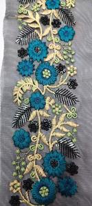 Lujoso adorno de encaje de tul bordado Floral colorido para moda nupcial y decoración del hogar Diseños intrincados - Product Image 3