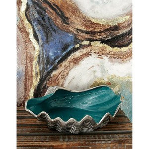 Bol de fruits décoratif abstrait en métal en aluminium direct d'usine avec émail de couleur bleue conception personnalisée en gros arrivée supérieure - Product Image 3