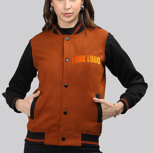 Venta caliente al por mayor de las mujeres Varsity chaqueta de alta calidad de gran tamaño Bomber chaqueta de béisbol elegante mezcla de algodón de lana Letterman - Product Image 1