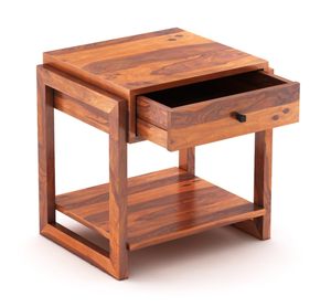 Mesita de noche de madera de Color miel con 1 cajón y 1 estante para dormitorio, sala de estar, hogar, mesa auxiliar de madera, el Artware más confiable - Product Image 3