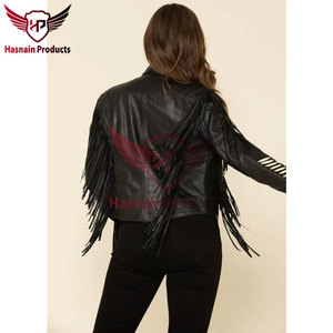 Chaqueta de cuero occidental XL para mujer personalizada de primera calidad, servicio directo de Pakistán OEM, producción a granel a rayas de algodón impresa - Product Image 3