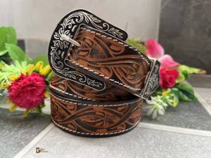 เข็มขัดหนังสีน้ำตาลพร้อมหัวเข็มขัดทองแดงปรับความยาวได้กว้าง5ซม. เครื่องมือทำด้วยมือดีไซน์ใหม่ - Product Image 6