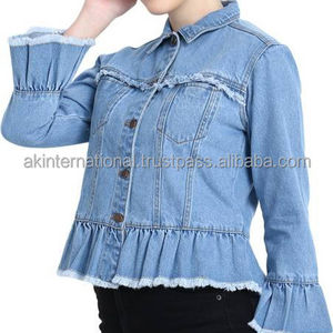 Chaquetas vaqueras desgastadas de moda para mujer al por mayor y personalizadas, Chaquetas vaqueras de colores personalizadas para mujer transpirables - Product Image 3