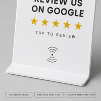 Support de table en acrylique personnalisable NFC pour avis Google – Tappez pour évaluer – Idéal pour comptoir de café et réception de restaurant