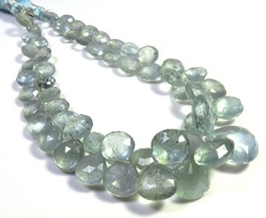 Vente en gros de perles de mousse à facettes en aigue-marine naturelle 6.5-15mm perles de cœur en pierres précieuses 9.5 \ "brin de pierres précieuses à facettes lâches - Product Image 4